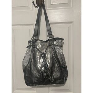 Vintage Y2K Chi by Fauchi Leather Silver Metallic Shoulder Tote Bag